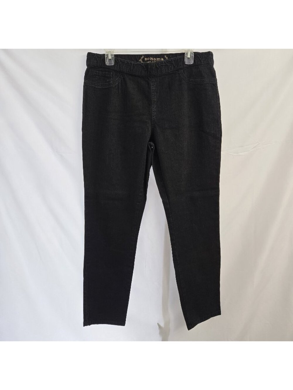 Womens Sonoma Life Style Pull On Original Denim Legging Pants Black Size 14